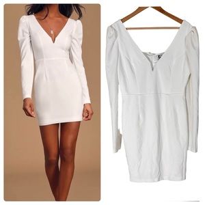 Lulus Treasure Forever White Long Sleeve Bodycon Midi Dress